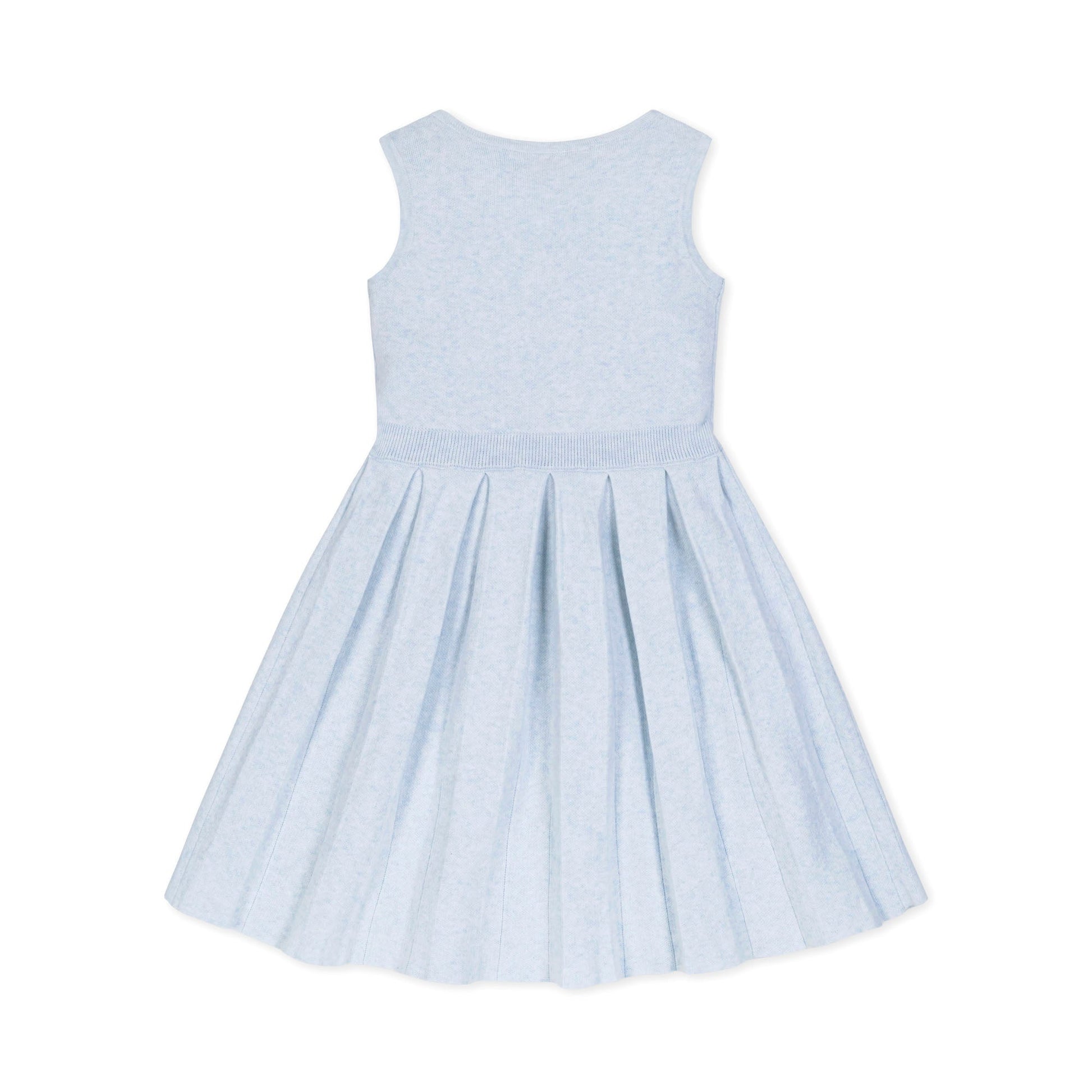 Back of light blue dress on a white background