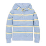 Blue and yellow striped hoodie on a white background