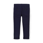 back of Navy blue pants on a white background