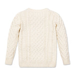 Back view of ivory organic cotton fisherman sweater for boys