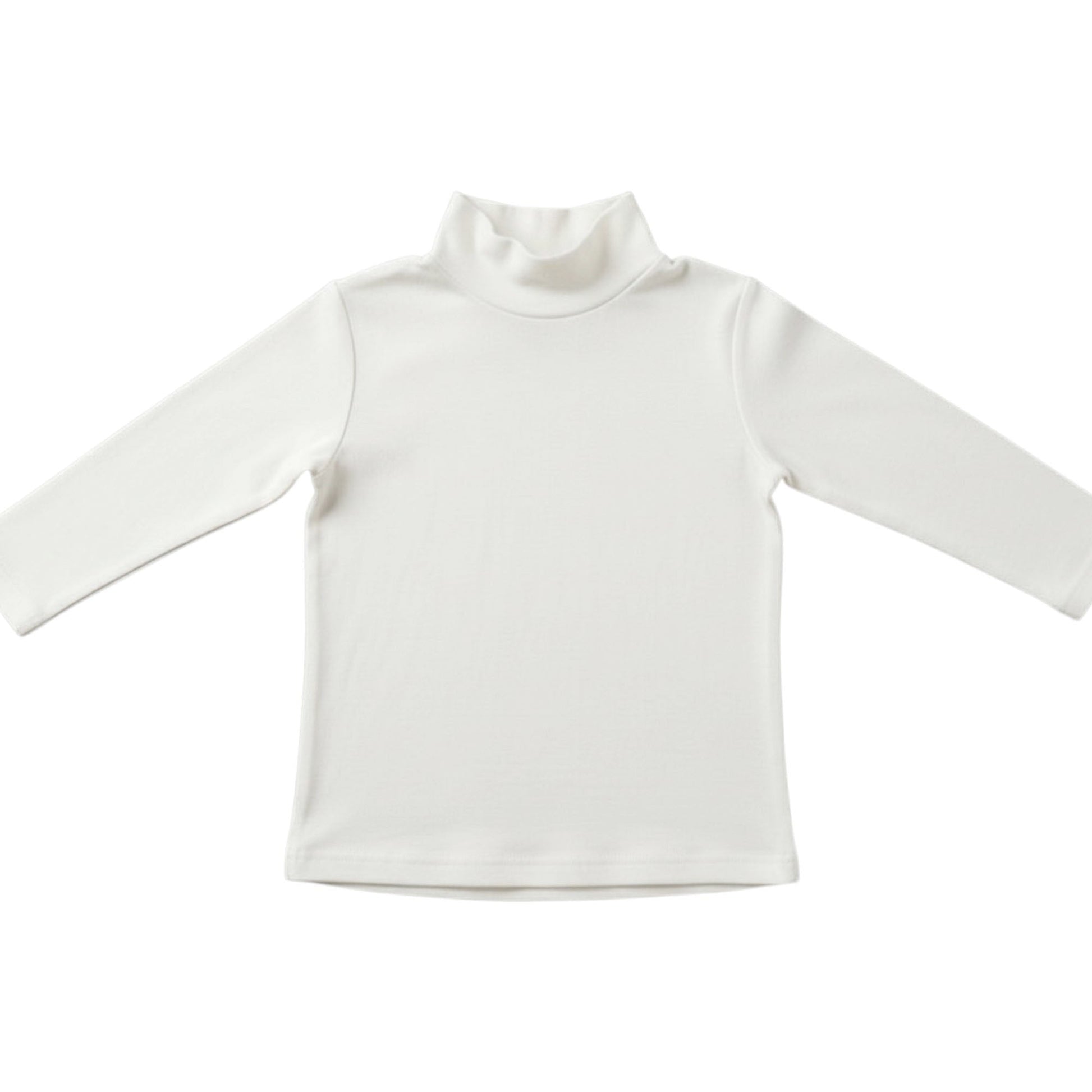 White mock turtleneck shirt on a white background