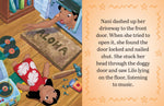 Illustration from Lilo & Stitch tiny book showing two characters in a room with a 'Aloha' doormat.