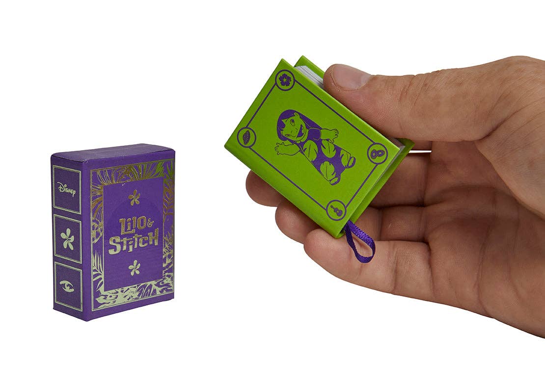 Lilo & Stitch tiny book size compared to a hand