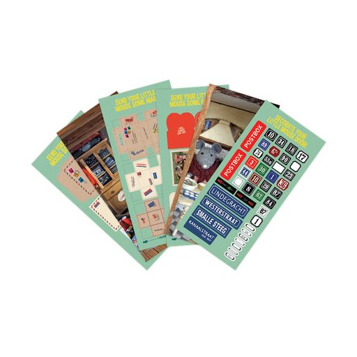 Collection of stickers for little mouse door on a white background