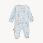 Baby onesie with animal print on a white background