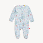 Baby onesie with animal print on a white background