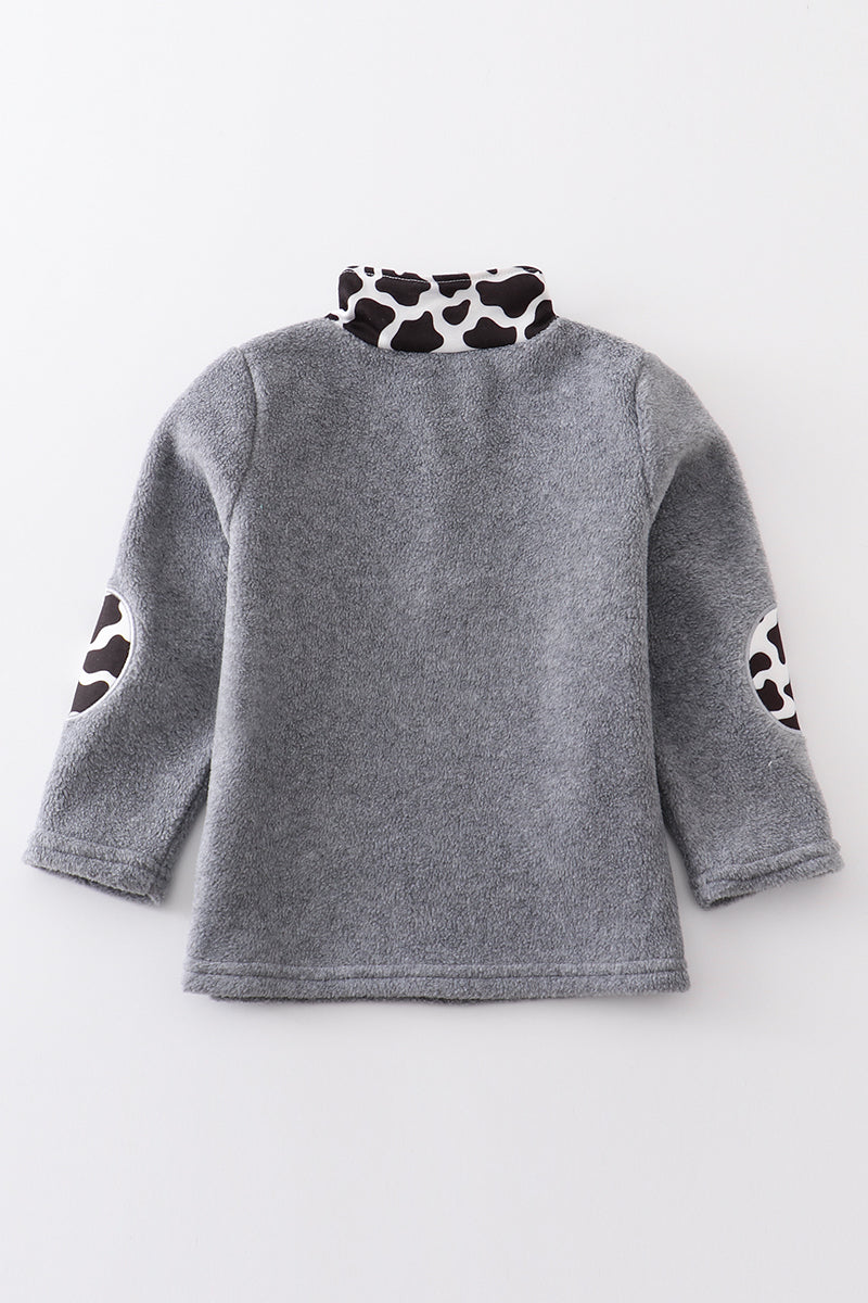 Gray fleece top back