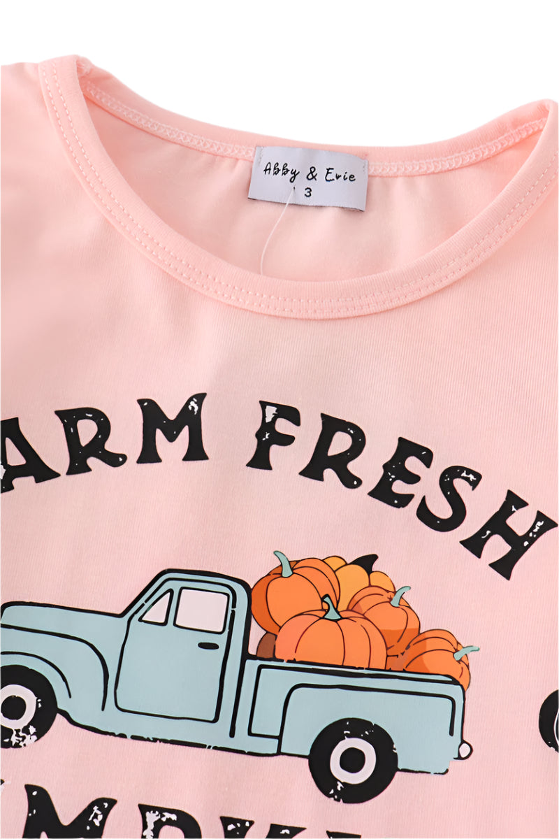 Short Sleeve Pink Fresh Pumpkins Top