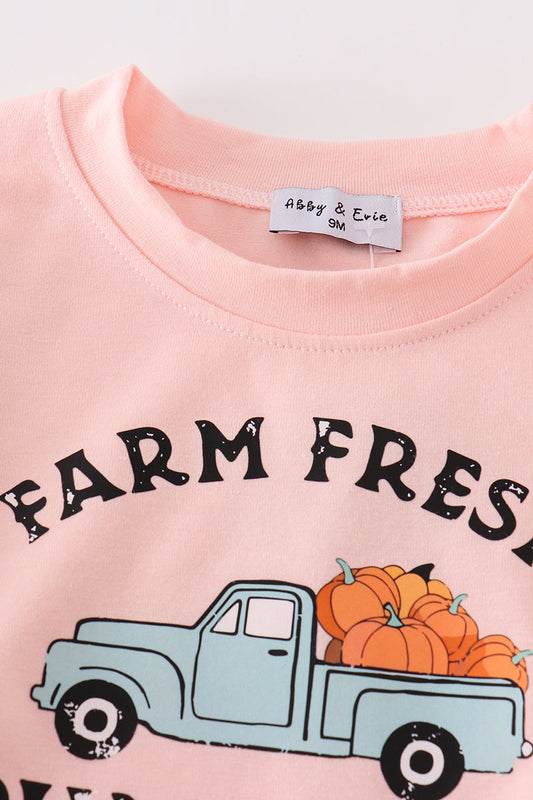 Long Sleeve Pink Fresh Pumpkins Romper