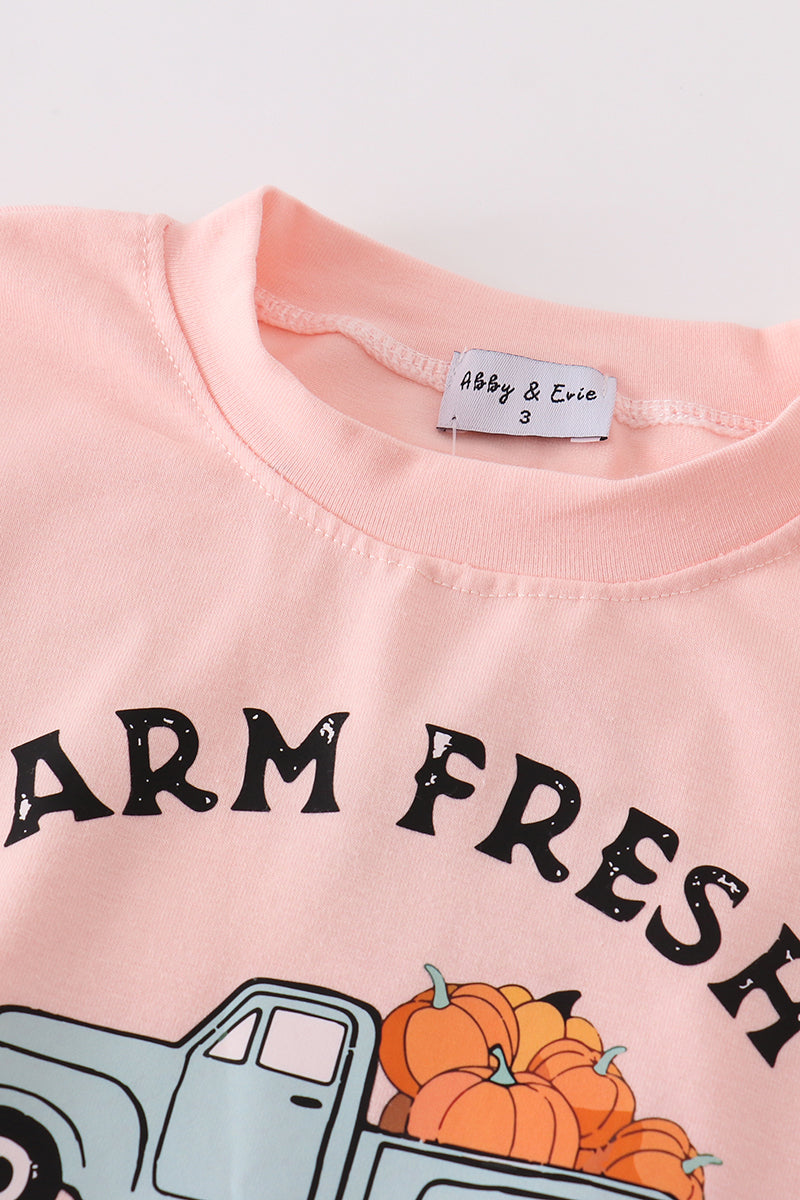 Long Sleeve Pink Fresh Pumpkins Top