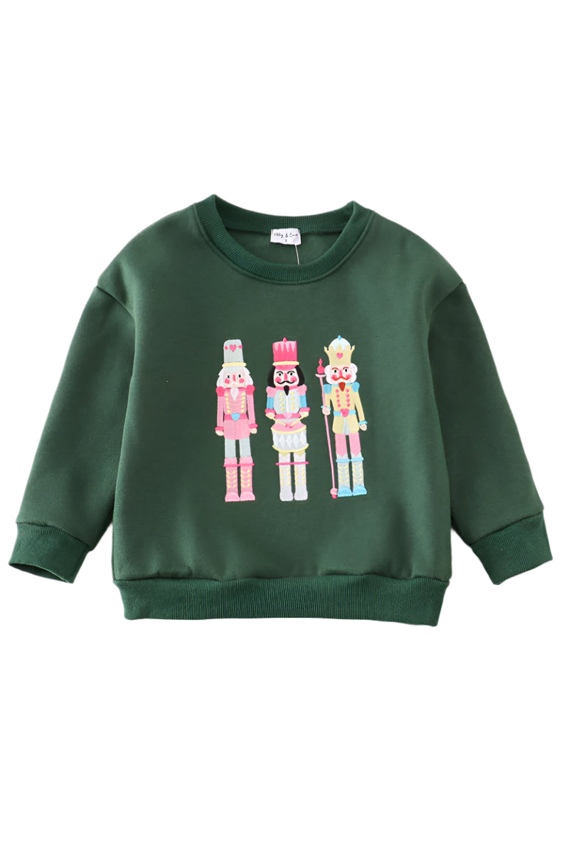Green Nutcracker Embroidery Fleece Sweatshirt