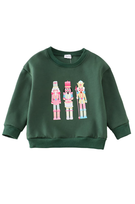 Green Nutcracker Embroidery Fleece Sweatshirt