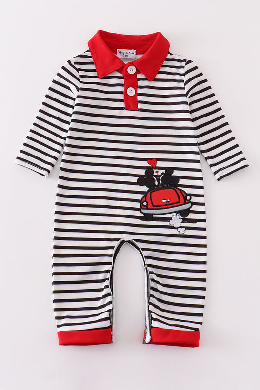 Love Is In The Air Boy Stripe Romper