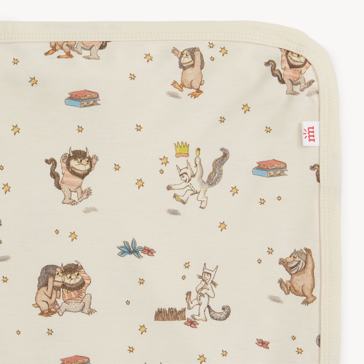 Close-up of Where the Wild Things Are blanket on a white background