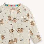 Baby long-sleeve footie with Where the Wild Things Are print on a white background