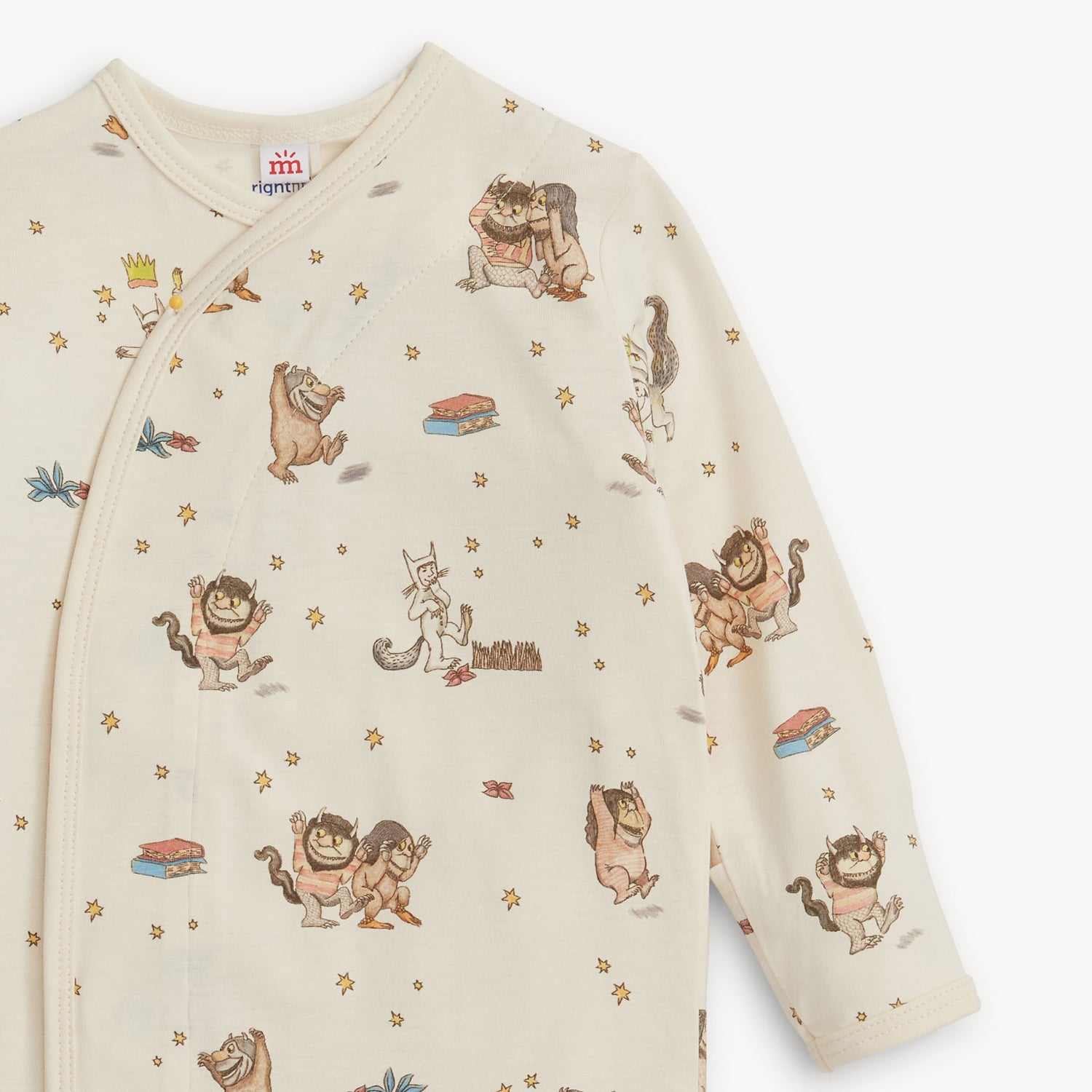 Infant long-sleeve sleeping gown with Where the Wild Things Are print on a white background