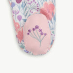 Floral-patterned product with a pink embroidered design on a white background