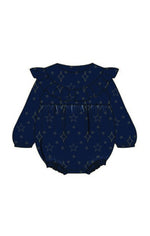 Blue Star velour baby girl ruffle romper