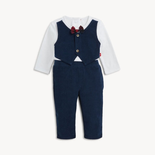 Corduroy blue boys dress romper