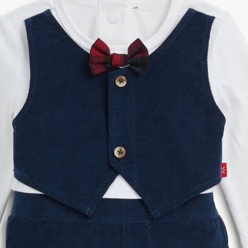 Corduroy blue boys dress romper