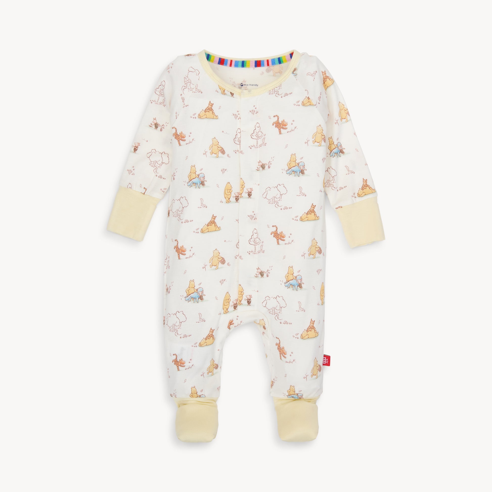 Baby onesie with animal print on a white background