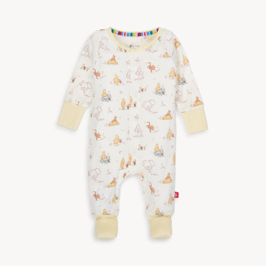 Baby onesie with animal print on a white background