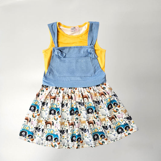 Down On The Farm Overall Dress Set
