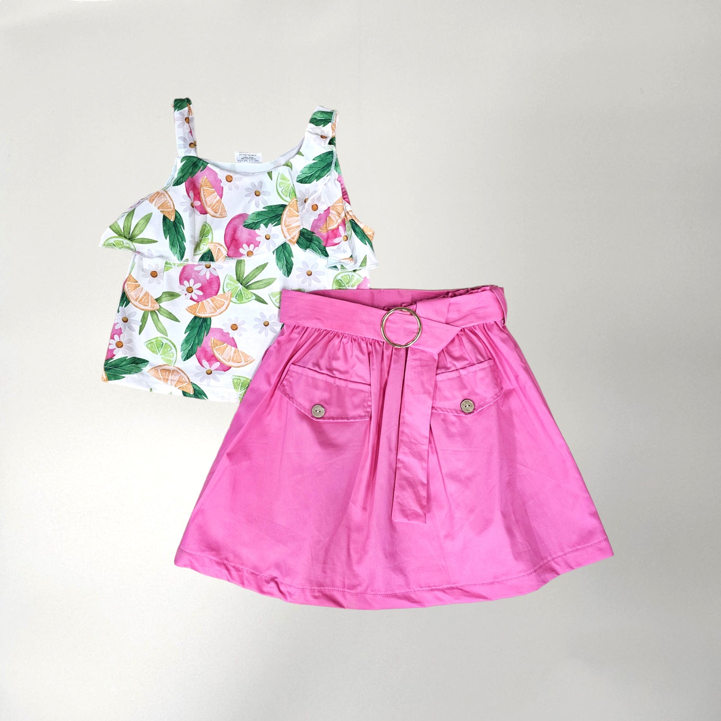 Pomegranate Lime Fold Over Skirt Set