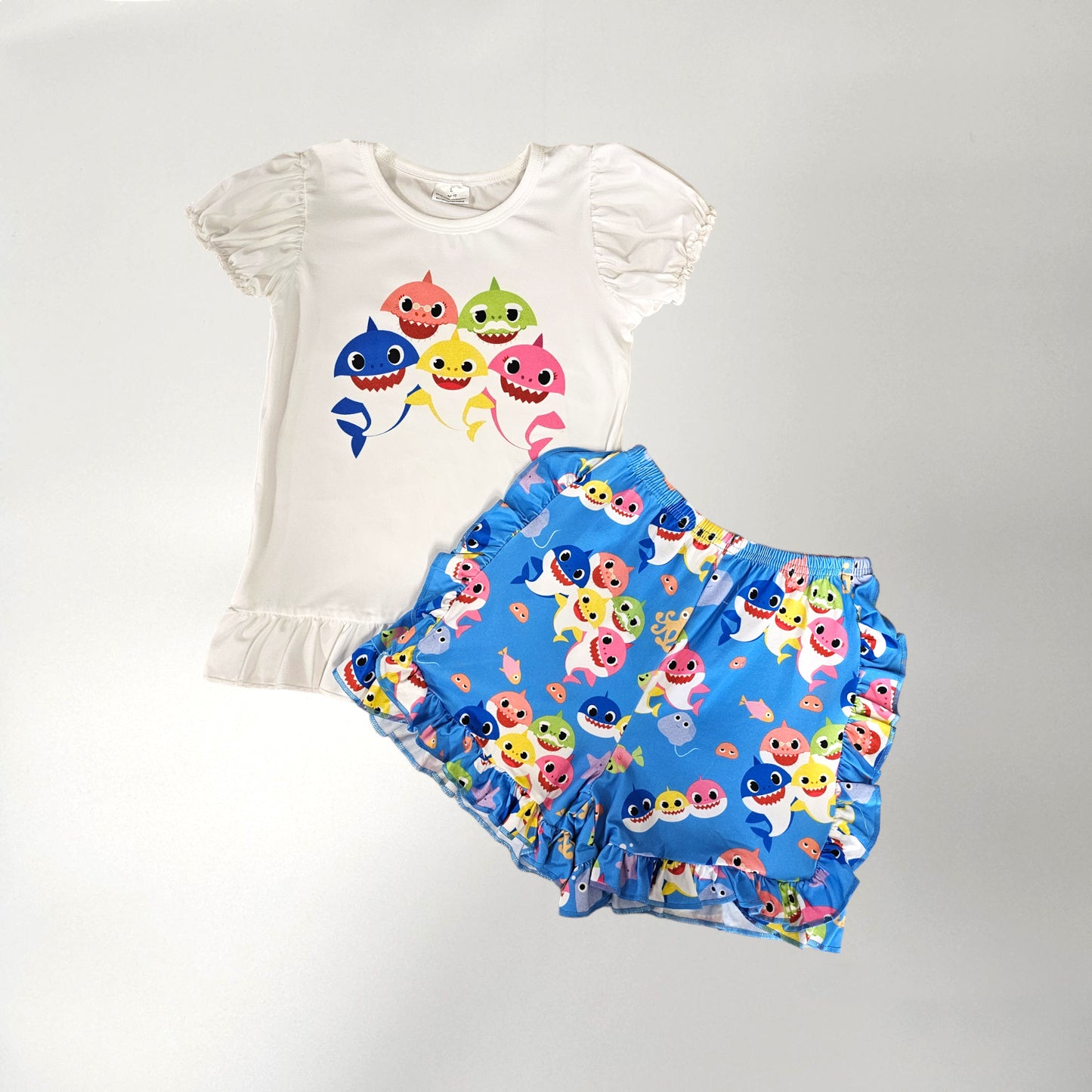 Girl Ruffle Shark Short Set