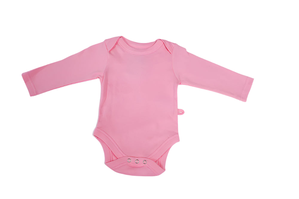 Pink long sleeve onsie front