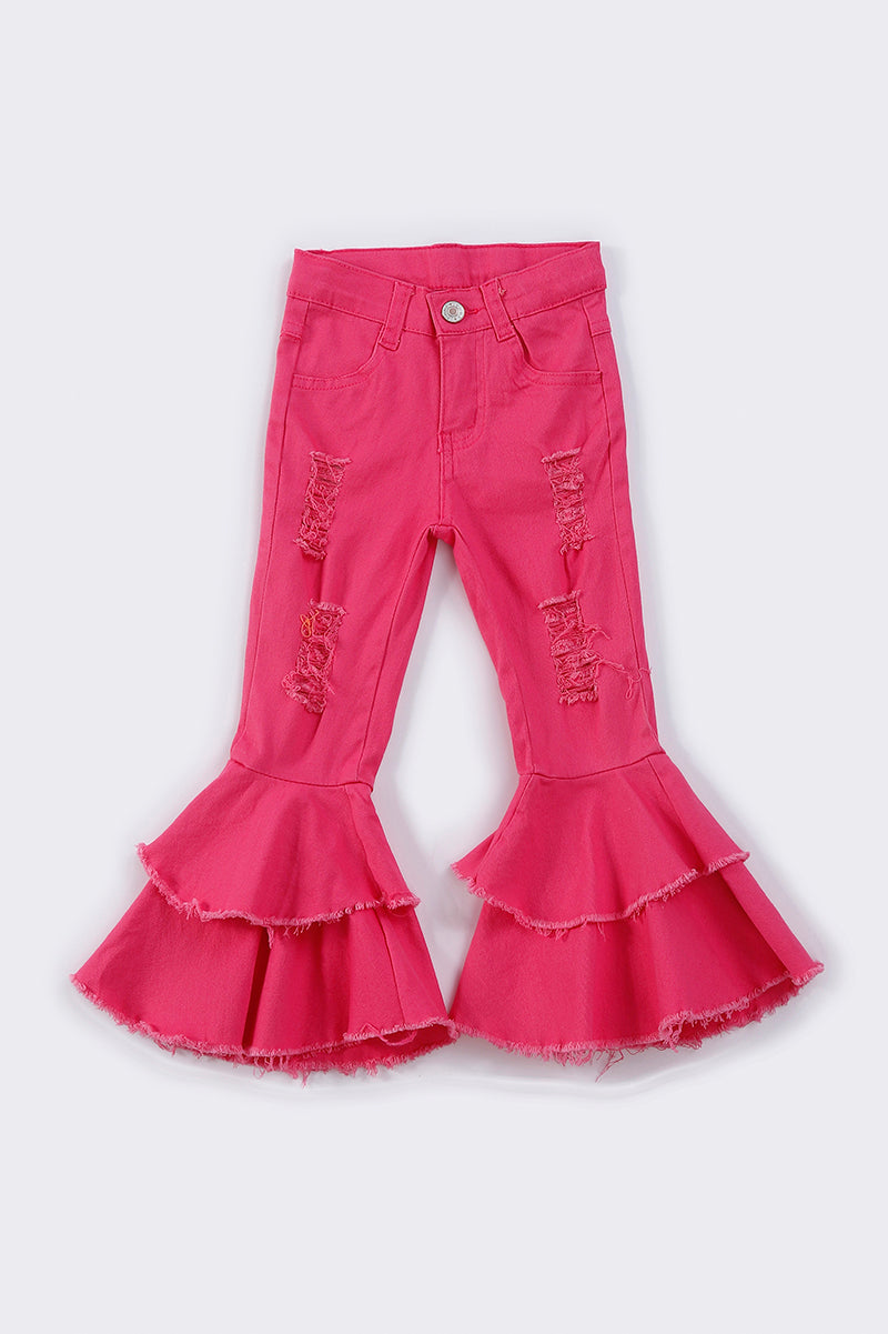 Avery Pink Double Layered Denim Jeans