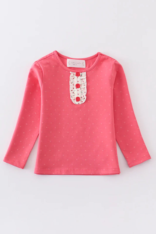 Pink Dot Ruffle Top