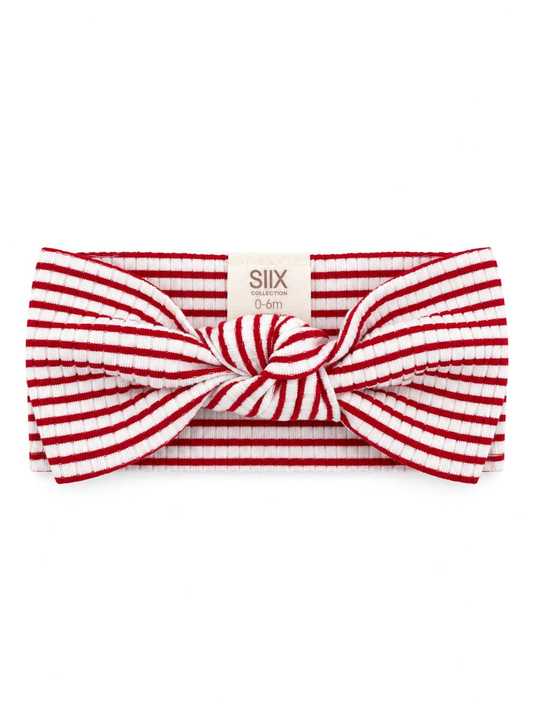 SIIX Collection Red Stripe Ribbed Bow, soft baby Christmas bow headband - view 2