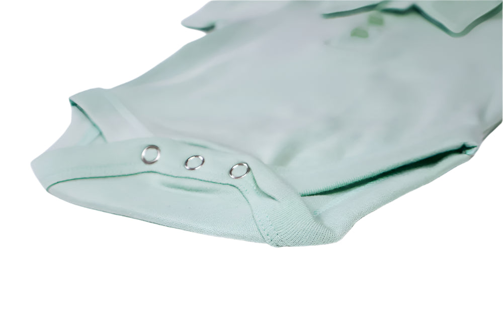 Sage Polo short sleeve onsie snap closure
