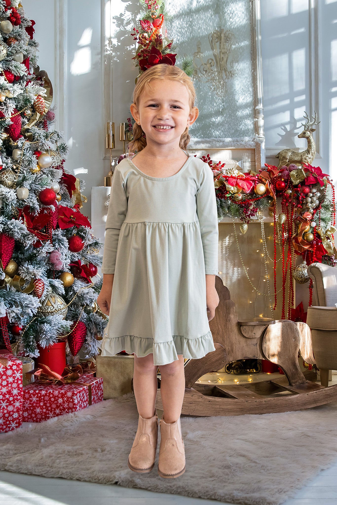 Sage Ruffle Dress