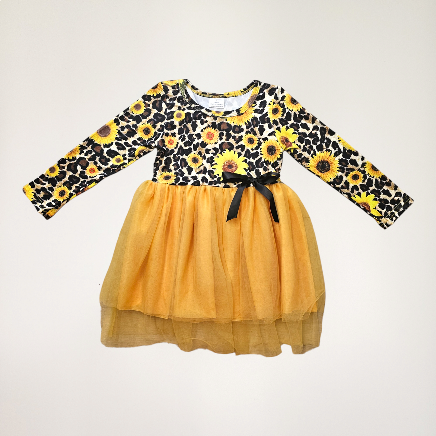 Long Sleeve Sunflower Tulle Dress