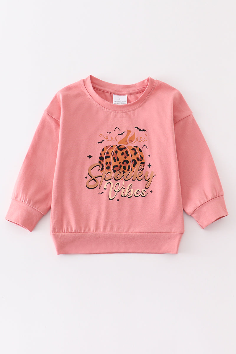 coral pumpkin sweatshirt front