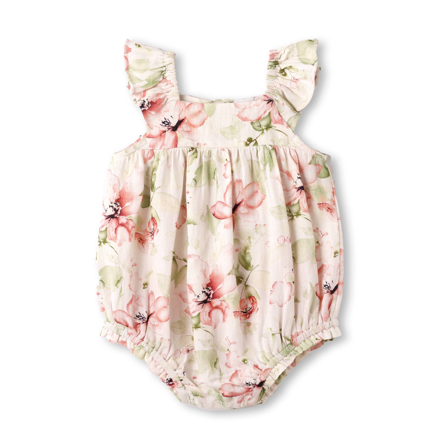 Floral baby romper on a white background