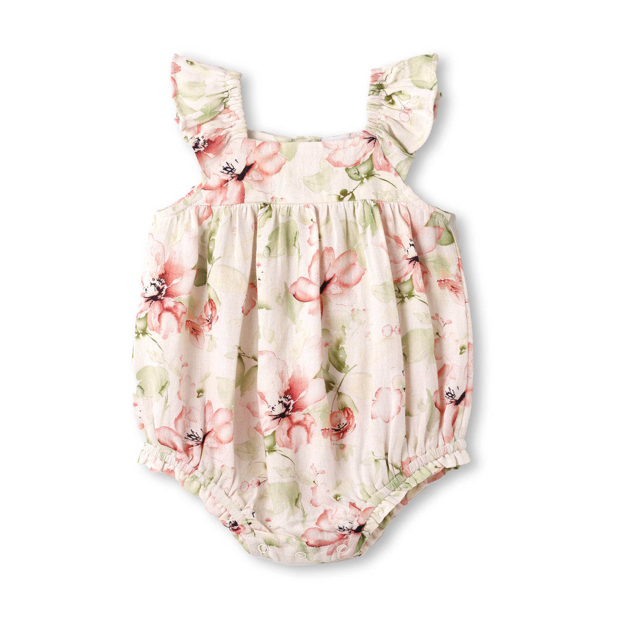 Floral baby romper on a white background