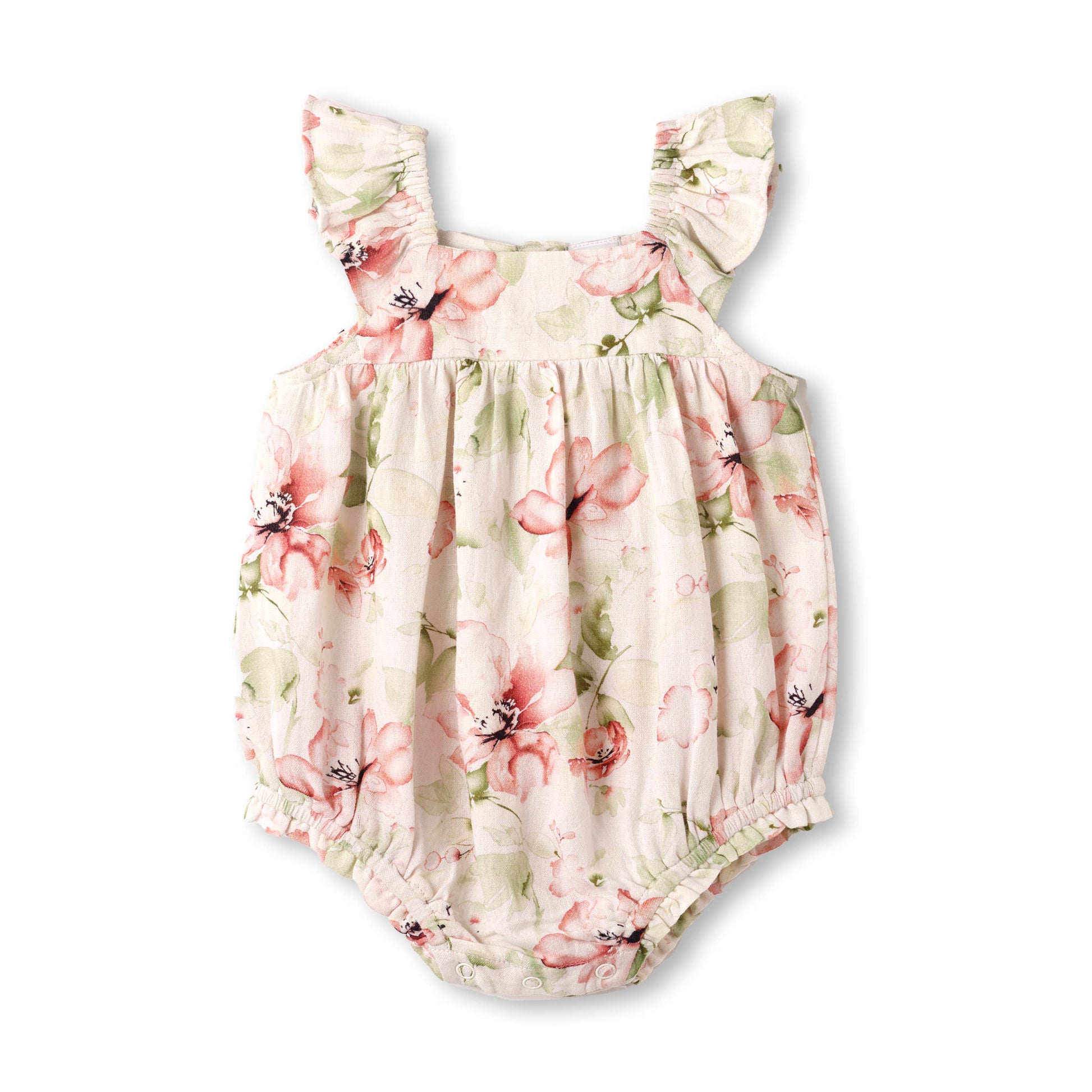 Floral baby romper on a white background