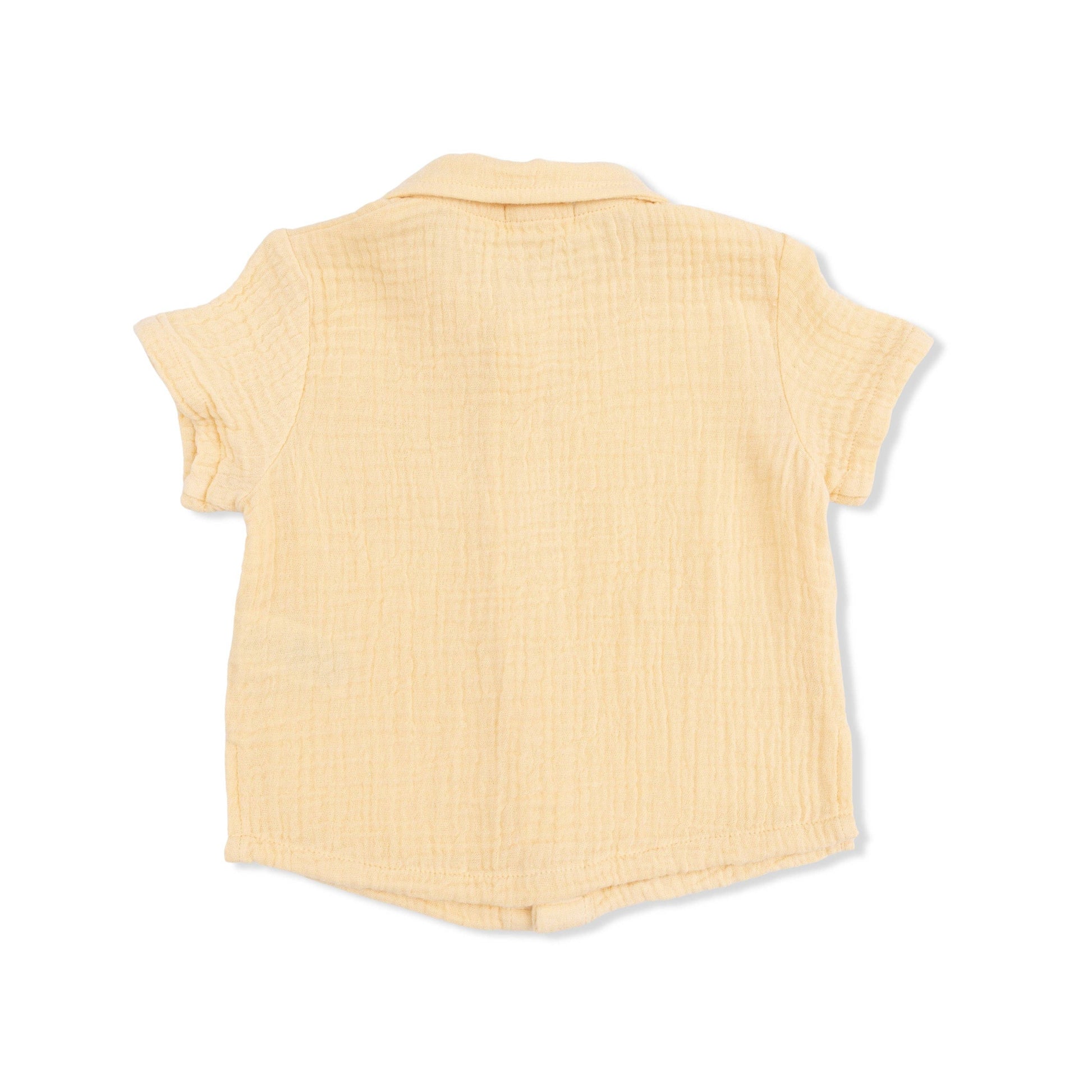 Back of Yellow sleeveless shirt on a white background