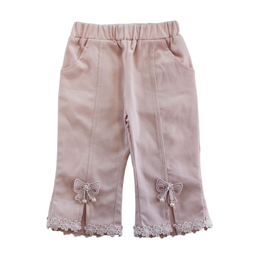 Sadie Pink Bow & Lace Split Hem Pants