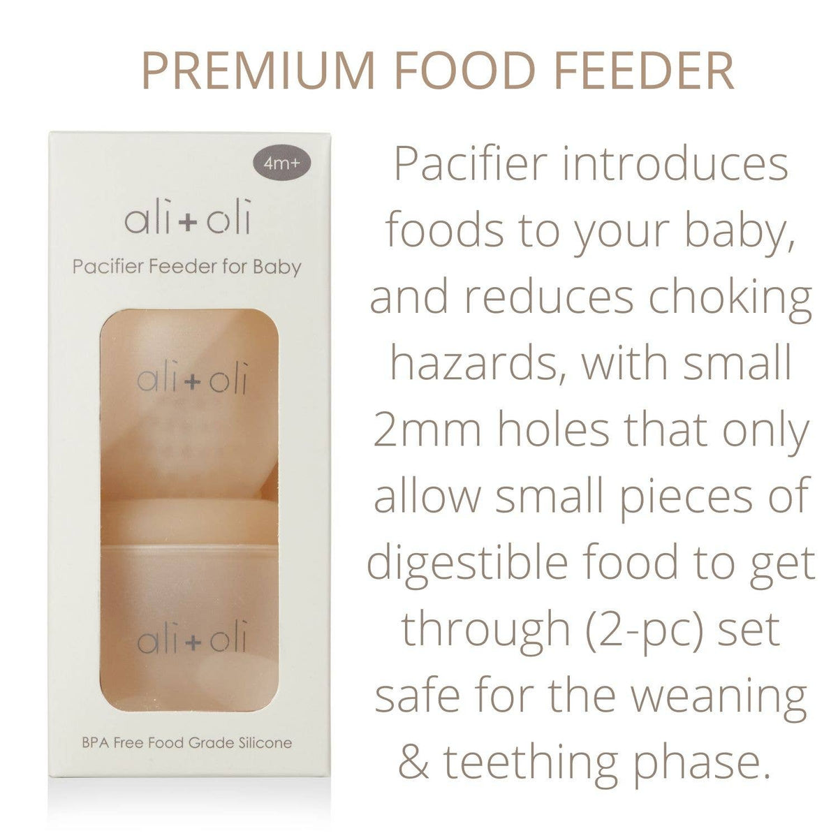  ali+oli pacifier feeder packaging with product description text