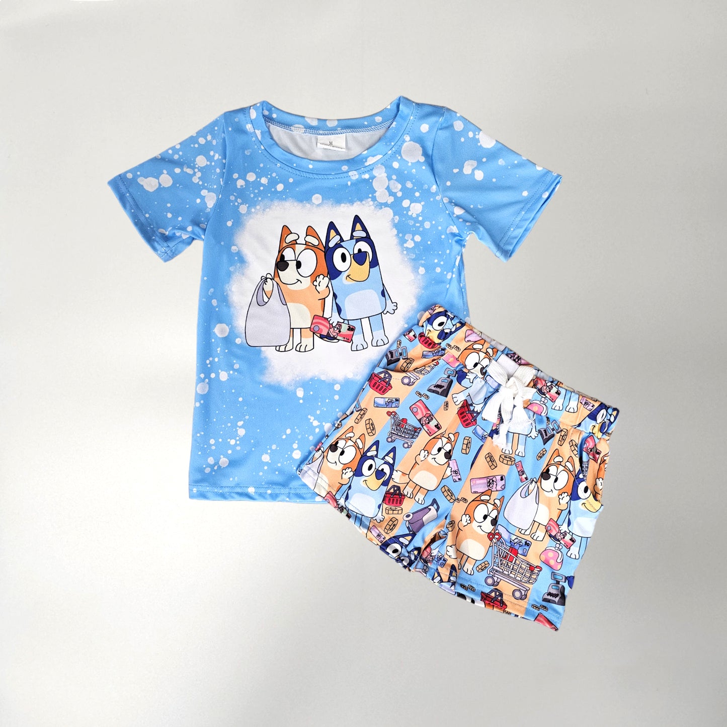 Blue Dog Cartoon Boy Short Set