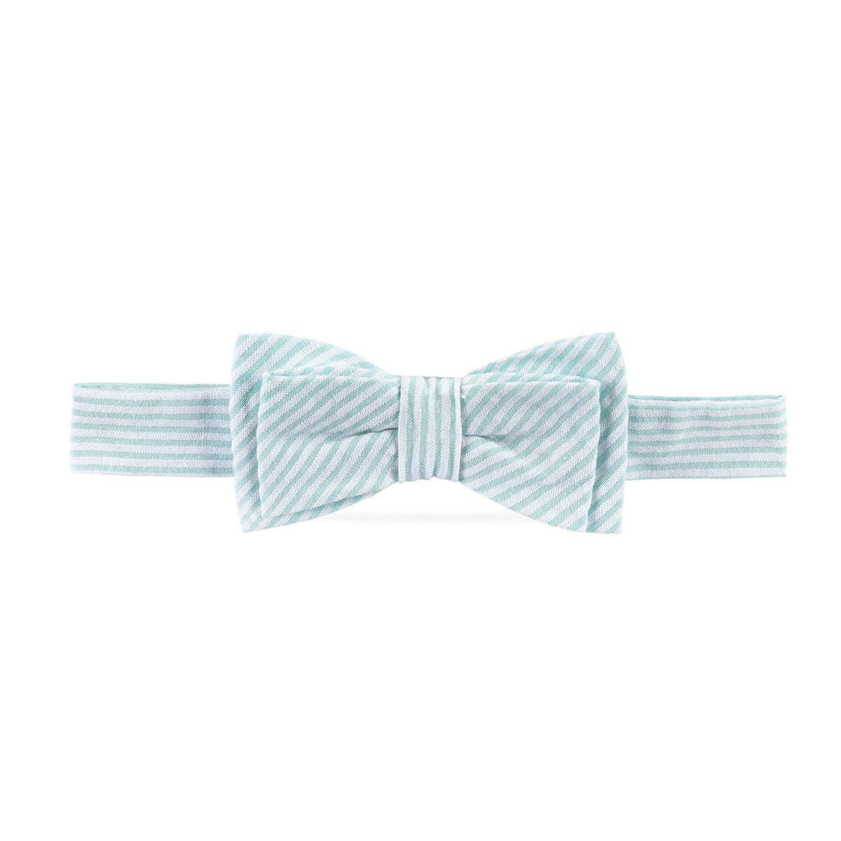 Mint striped bow tie on a white background