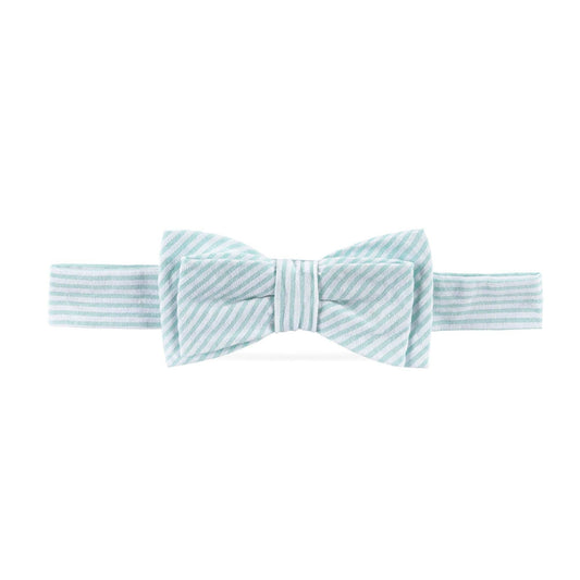 Mint striped bow tie on a white background