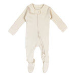 Cream baby onesie on a white background