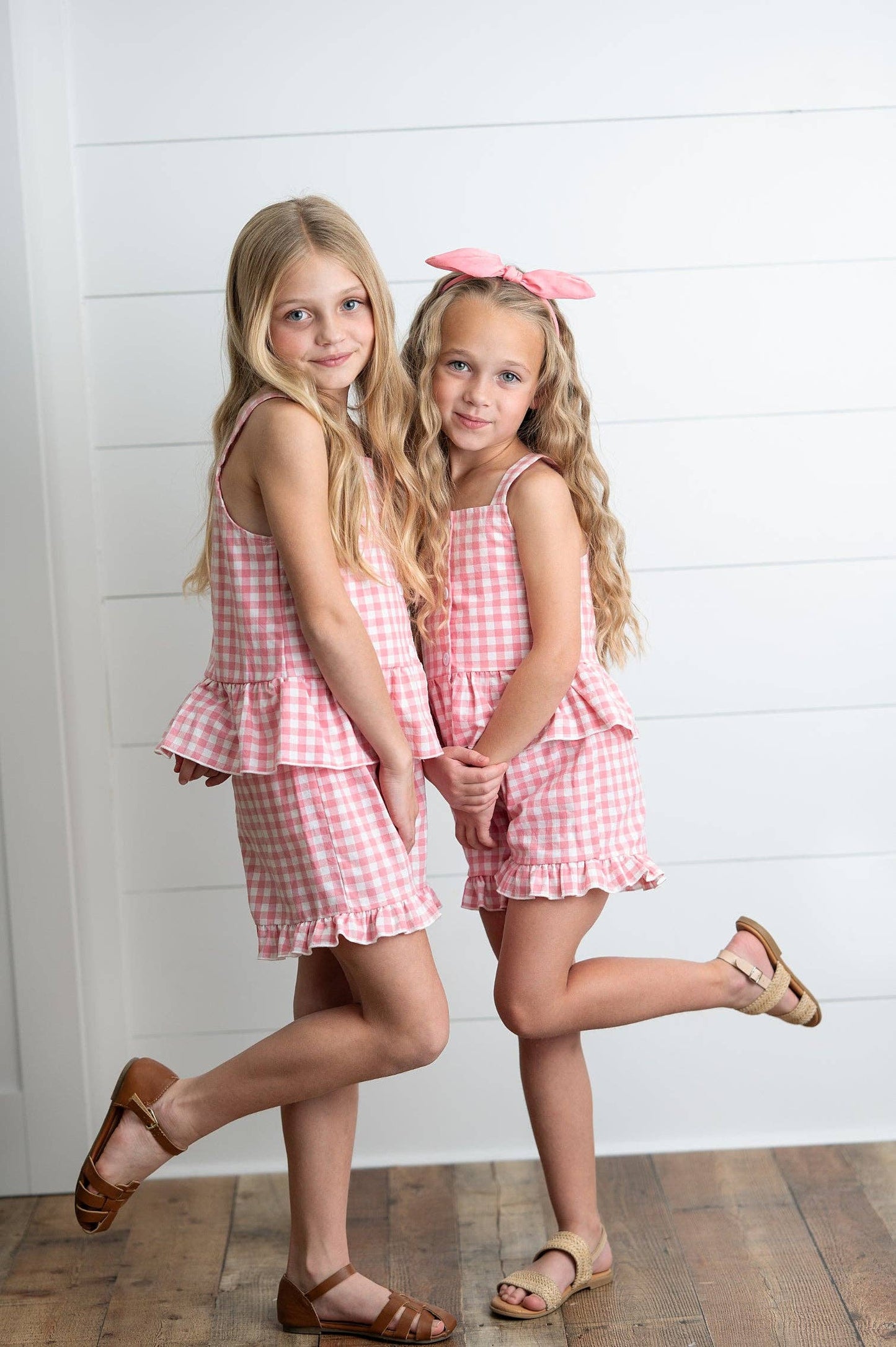 Naomi Pink Check Gingham Spring Short Set
