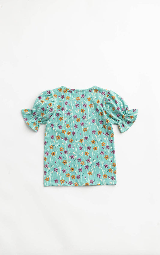 Floral-patterned top on a white background