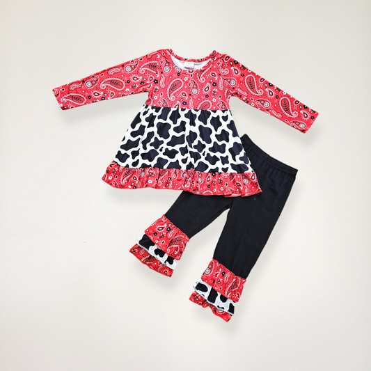 Cow Print Long Sleeve 2 Piece Set